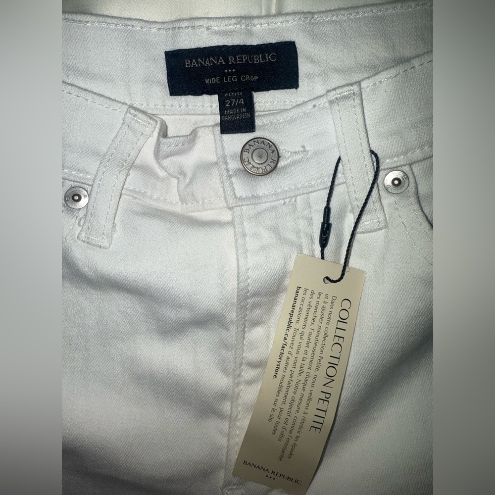Nwt Banana Republic White Wide Leg Jean Size 27/4 Petite - Picture 2 of 5